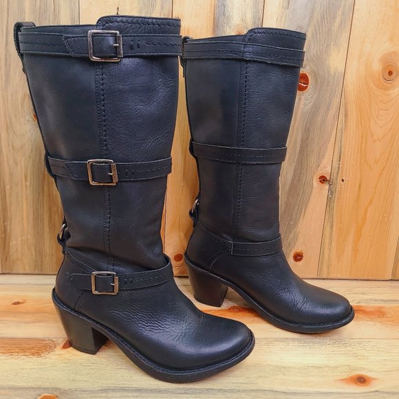 Frye Shoes - Frye Carmen Black Leather Three-Strap Boot Size 7